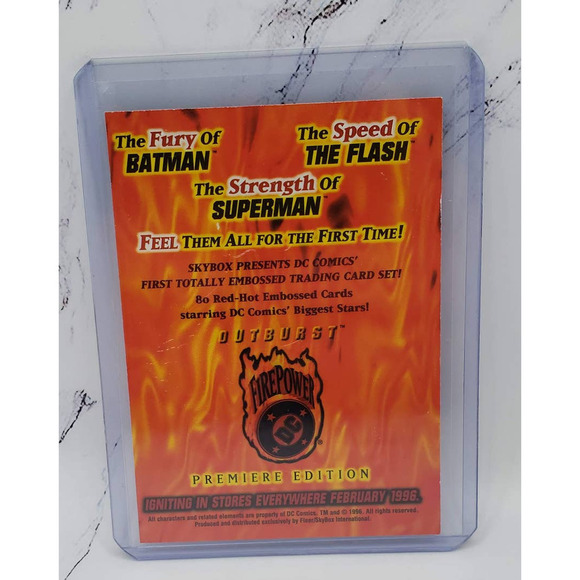 1996 Skybox DC Fire Power Outburst Embossed Promo Card, Superman - Picture 2 of 4